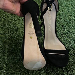 Stuart Weitzman Nudistcurve Heel Black Velvet Platform Sandal 100 authentic